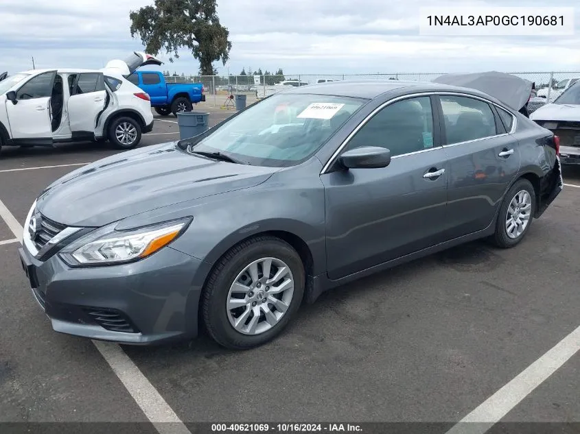 2016 Nissan Altima 2.5 S VIN: 1N4AL3AP0GC190681 Lot: 40621069