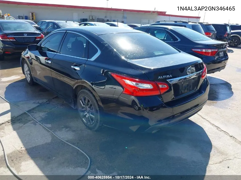 2016 Nissan Altima 2.5/2.5 S/2.5 Sl/2.5 Sr/2.5 Sv VIN: 1N4AL3AP2GN346465 Lot: 40625954