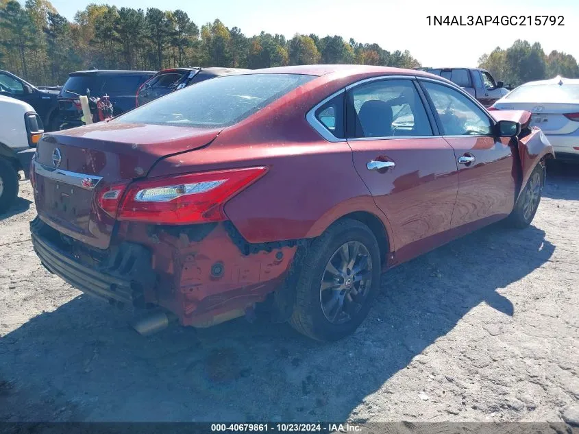 2016 Nissan Altima 2.5 S VIN: 1N4AL3AP4GC215792 Lot: 40679861