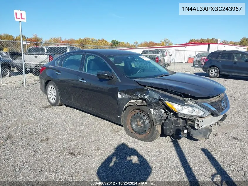 2016 Nissan Altima 2.5/2.5 S/2.5 Sl/2.5 Sr/2.5 Sv VIN: 1N4AL3APXGC243967 Lot: 40692312