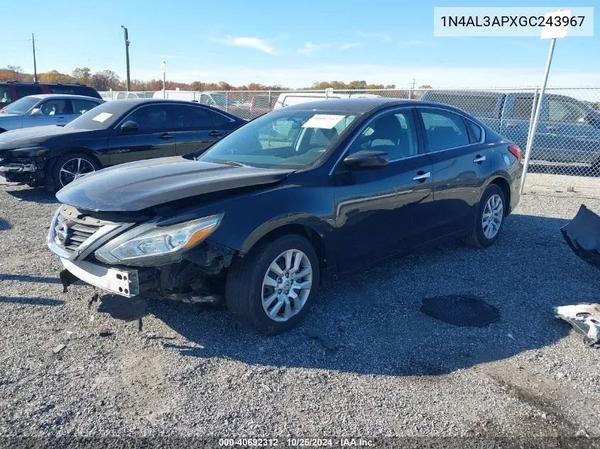 2016 Nissan Altima 2.5/2.5 S/2.5 Sl/2.5 Sr/2.5 Sv VIN: 1N4AL3APXGC243967 Lot: 40692312