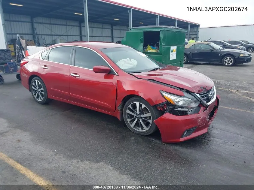 2016 Nissan Altima 2.5 Sr VIN: 1N4AL3APXGC202674 Lot: 40720139