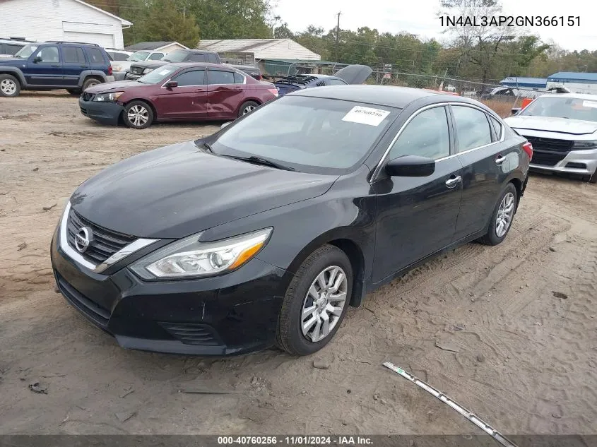 2016 Nissan Altima 2.5 S VIN: 1N4AL3AP2GN366151 Lot: 40760256