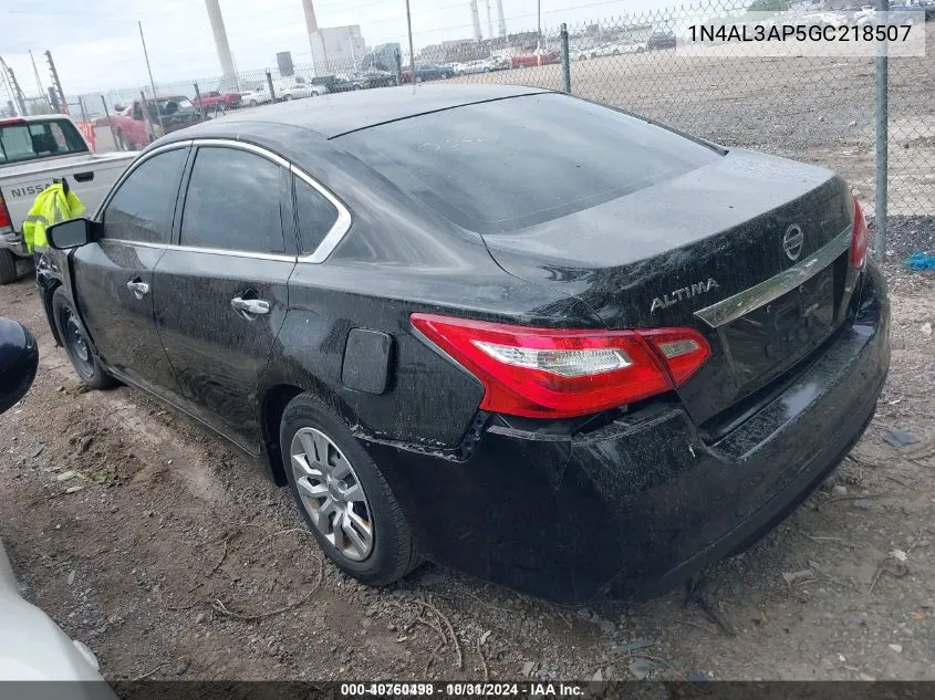 2016 Nissan Altima 2.5/2.5 S/2.5 Sl/2.5 Sr/2.5 Sv VIN: 1N4AL3AP5GC218507 Lot: 40760498