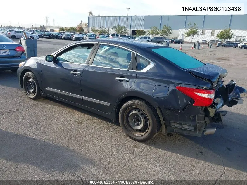 2016 Nissan Altima 2.5 S VIN: 1N4AL3AP8GC123438 Lot: 40762334