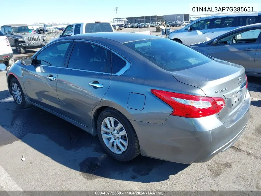 2016 Nissan Altima VIN: 01N4AL3AP7G385651 Lot: 40772550