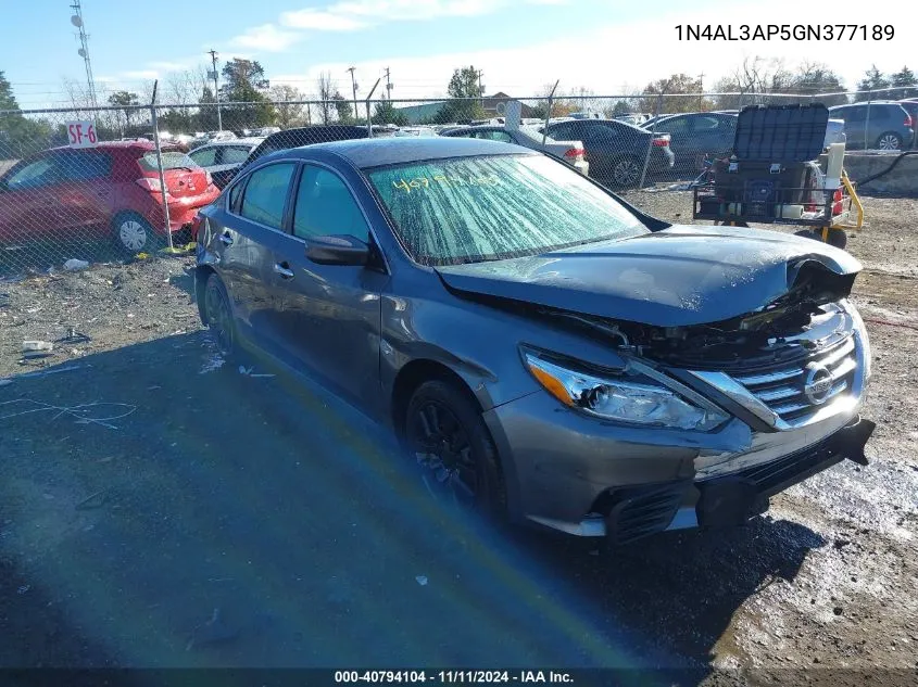 2016 Nissan Altima 2.5/2.5 S/2.5 Sl/2.5 Sr/2.5 Sv VIN: 1N4AL3AP5GN377189 Lot: 40794104