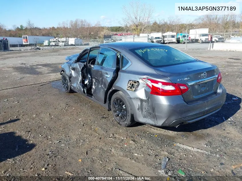 2016 Nissan Altima 2.5/2.5 S/2.5 Sl/2.5 Sr/2.5 Sv VIN: 1N4AL3AP5GN377189 Lot: 40794104