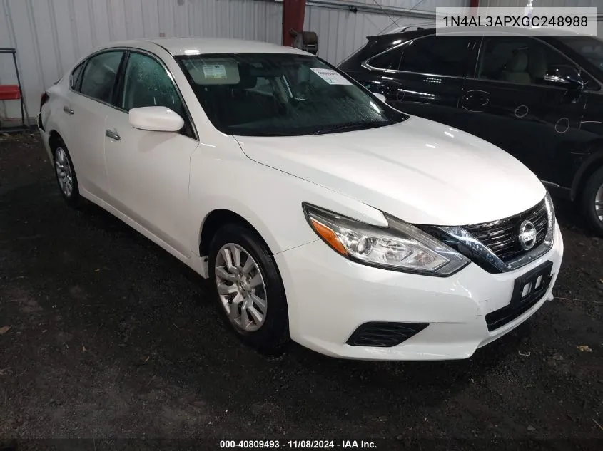 2016 Nissan Altima 2.5/2.5 S/2.5 Sl/2.5 Sr/2.5 Sv VIN: 1N4AL3APXGC248988 Lot: 40809493