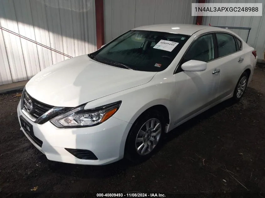 2016 Nissan Altima 2.5/2.5 S/2.5 Sl/2.5 Sr/2.5 Sv VIN: 1N4AL3APXGC248988 Lot: 40809493