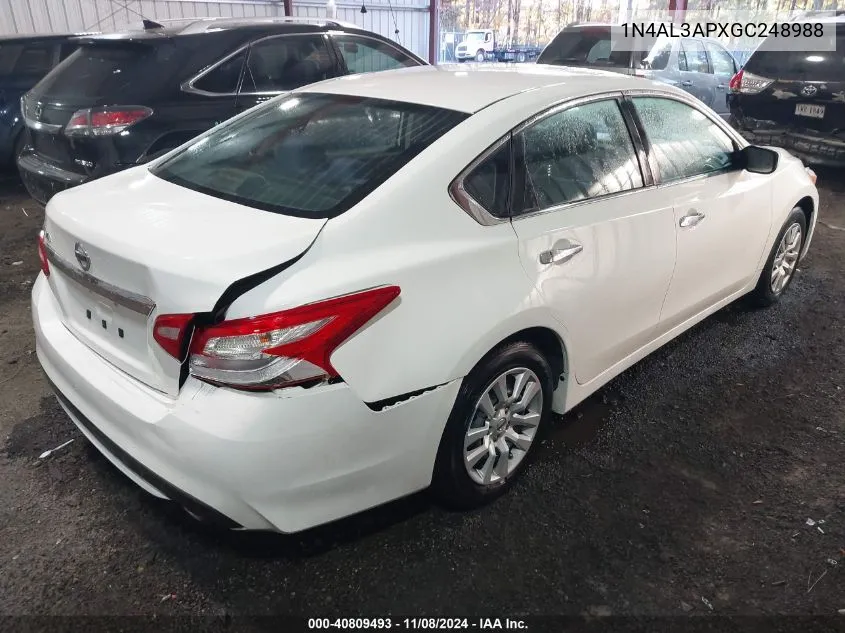 2016 Nissan Altima 2.5/2.5 S/2.5 Sl/2.5 Sr/2.5 Sv VIN: 1N4AL3APXGC248988 Lot: 40809493