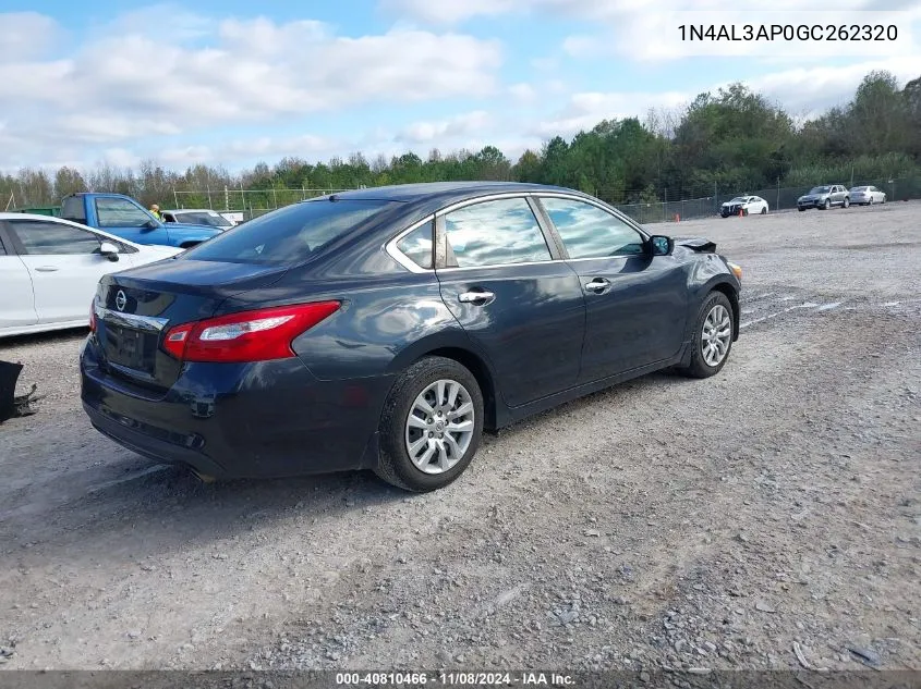 2016 Nissan Altima 2.5 S VIN: 1N4AL3AP0GC262320 Lot: 40810466