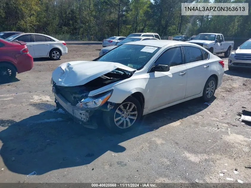 2016 Nissan Altima 2.5/S/Sv/Sl/Sr VIN: 1N4AL3APZGN363613 Lot: 40820568