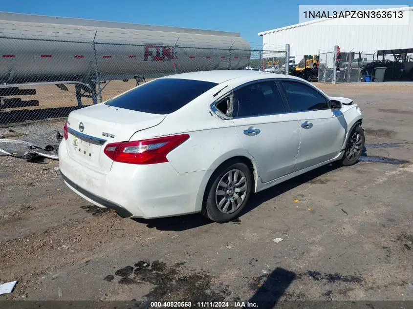 2016 Nissan Altima 2.5/S/Sv/Sl/Sr VIN: 1N4AL3APZGN363613 Lot: 40820568