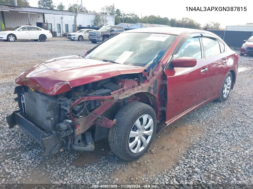 2016 Nissan Altima 2.5 S VIN: 1N4AL3APXGN387815 Lot: 40901909