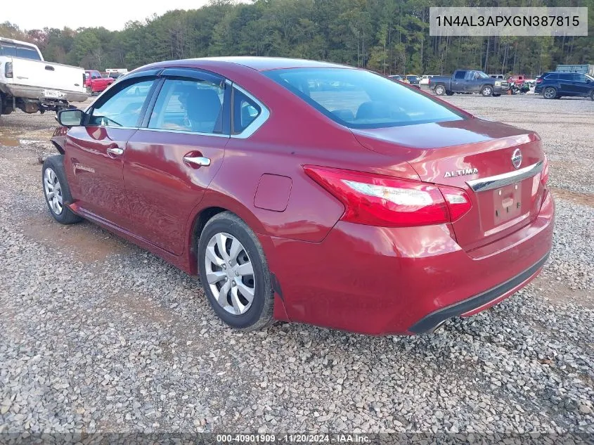 2016 Nissan Altima 2.5 S VIN: 1N4AL3APXGN387815 Lot: 40901909