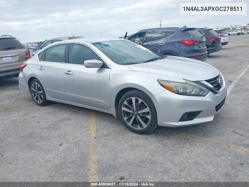 2016 Nissan Altima 2.5 Sr VIN: 1N4AL3APXGC278511 Lot: 40909827