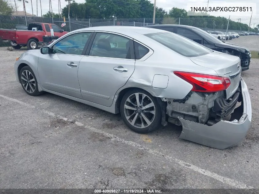 2016 Nissan Altima 2.5 Sr VIN: 1N4AL3APXGC278511 Lot: 40909827