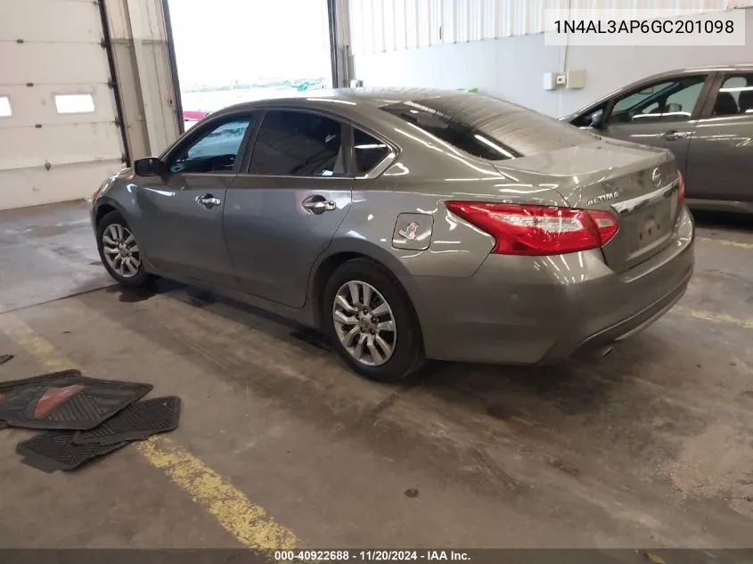 2016 Nissan Altima 2.5/2.5 S/2.5 Sl/2.5 Sr/2.5 Sv VIN: 1N4AL3AP6GC201098 Lot: 40922688