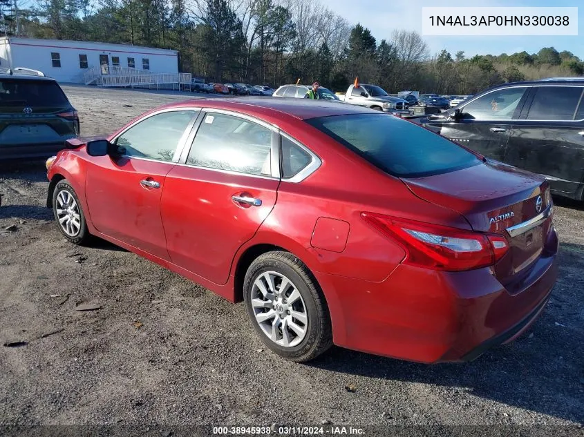 2017 Nissan Altima 2.5 S VIN: 1N4AL3AP0HN330038 Lot: 38945938