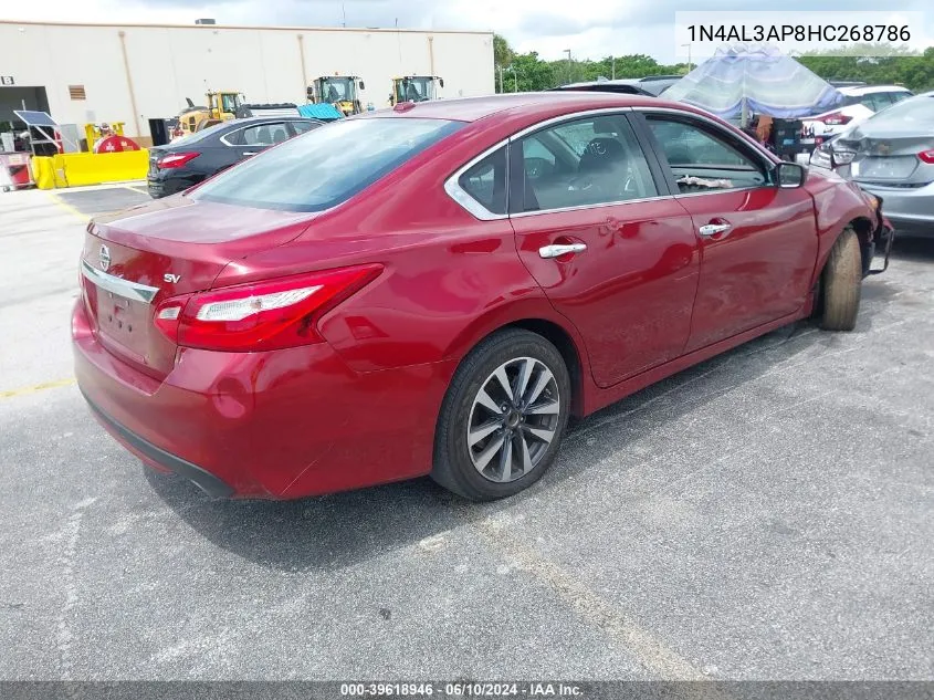 2017 Nissan Altima 2.5 Sv VIN: 1N4AL3AP8HC268786 Lot: 39618946