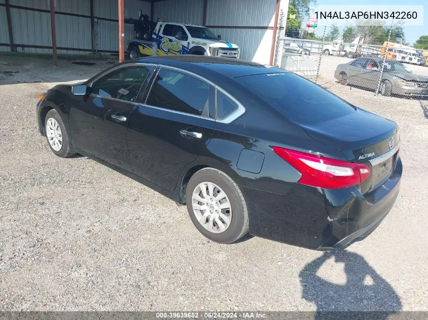 2017 Nissan Altima 2.5 S VIN: 1N4AL3AP6HN342260 Lot: 39639652