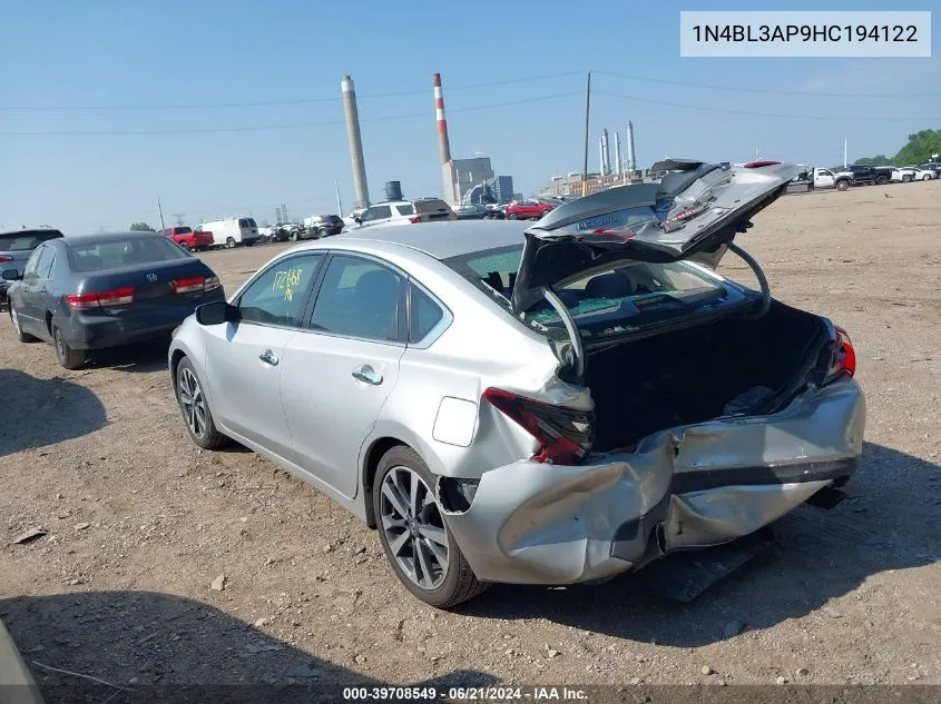 2017 Nissan Altima 3.5 Sr VIN: 1N4BL3AP9HC194122 Lot: 39708549