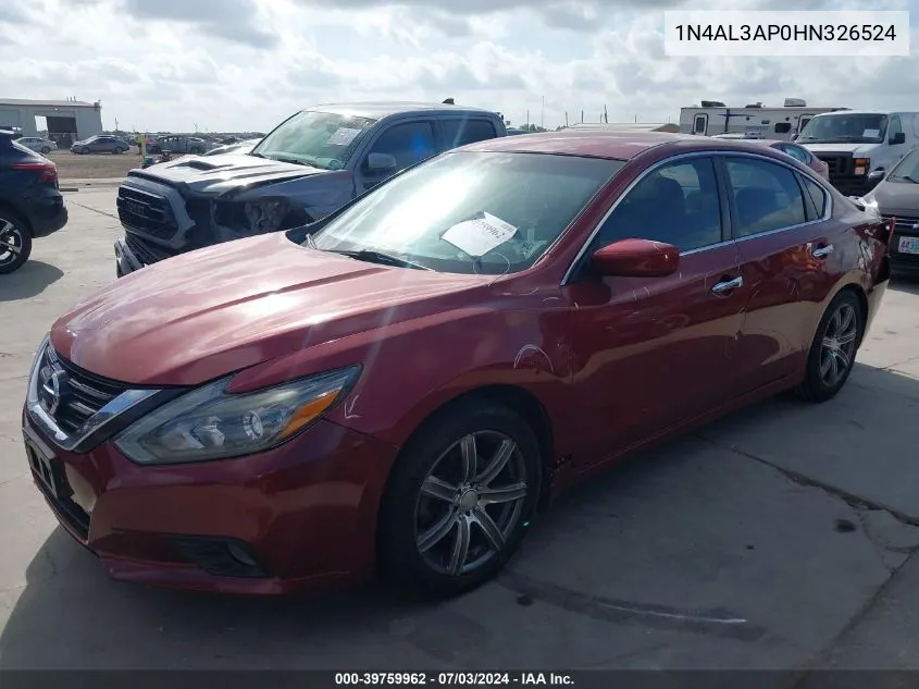 2017 Nissan Altima 2.5 Sr VIN: 1N4AL3AP0HN326524 Lot: 39759962