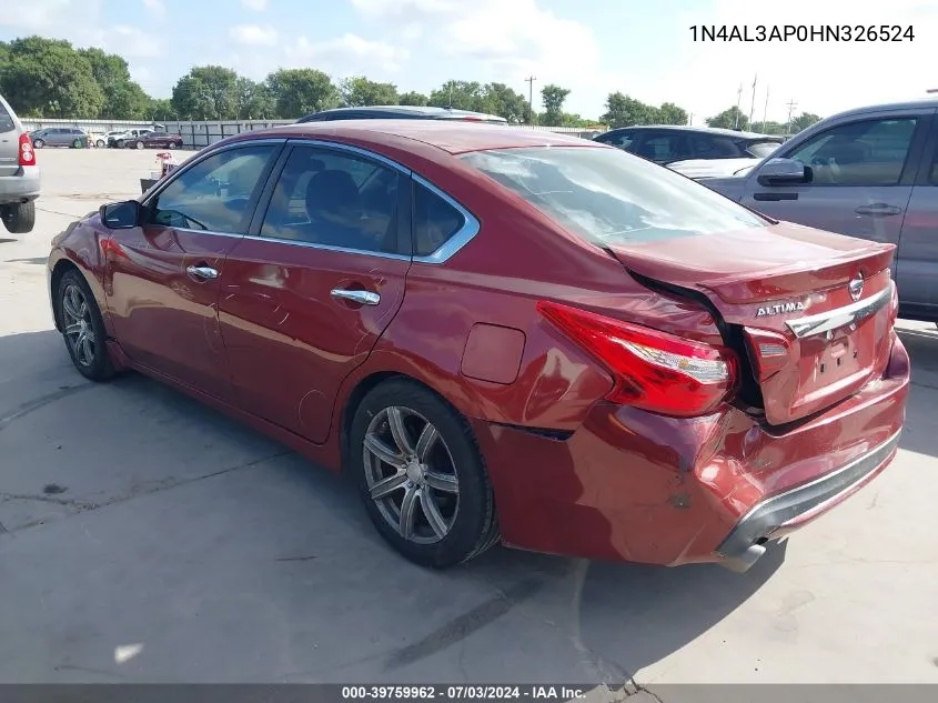 2017 Nissan Altima 2.5 Sr VIN: 1N4AL3AP0HN326524 Lot: 39759962