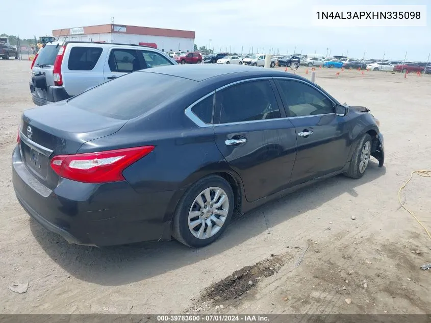 2017 Nissan Altima 2.5 S VIN: 1N4AL3APXHN335098 Lot: 39783600