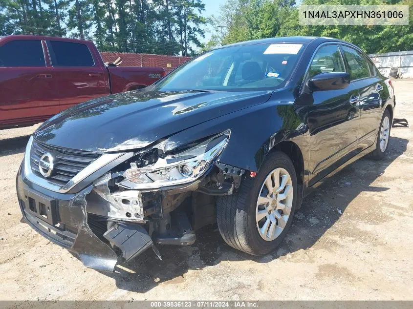 2017 Nissan Altima 2.5 S VIN: 1N4AL3APXHN361006 Lot: 39836123