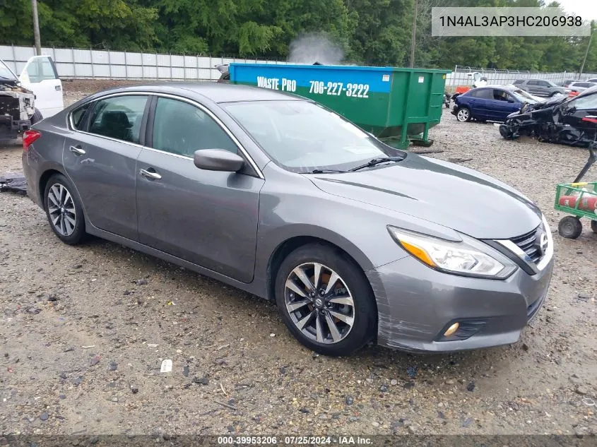 2017 Nissan Altima 2.5 Sv VIN: 1N4AL3AP3HC206938 Lot: 39953206