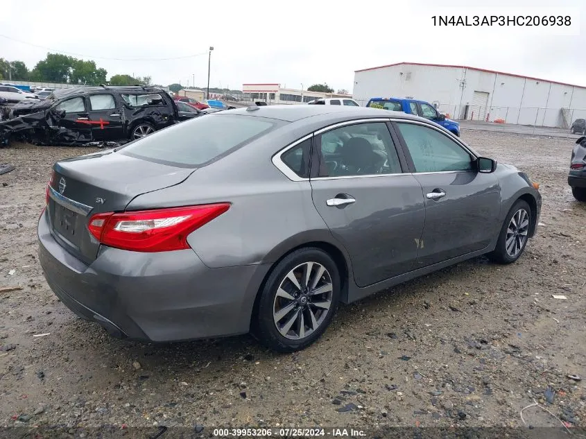 2017 Nissan Altima 2.5 Sv VIN: 1N4AL3AP3HC206938 Lot: 39953206