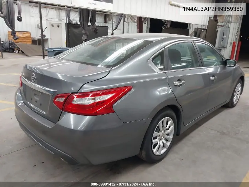 2017 Nissan Altima 2.5 S VIN: 1N4AL3AP2HN359380 Lot: 39991432