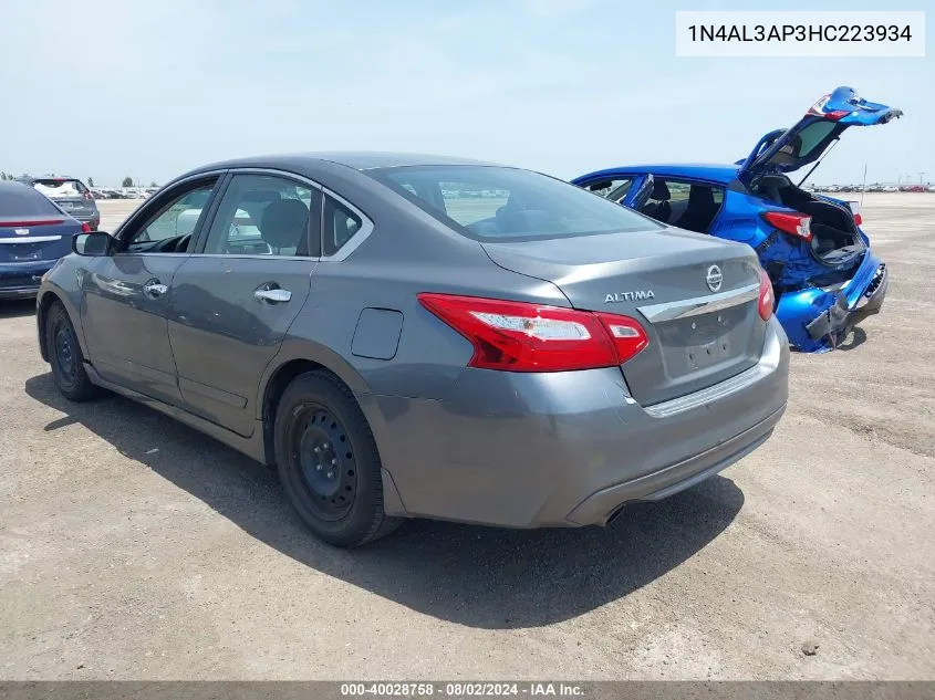 2017 Nissan Altima 2.5 S VIN: 1N4AL3AP3HC223934 Lot: 40028758