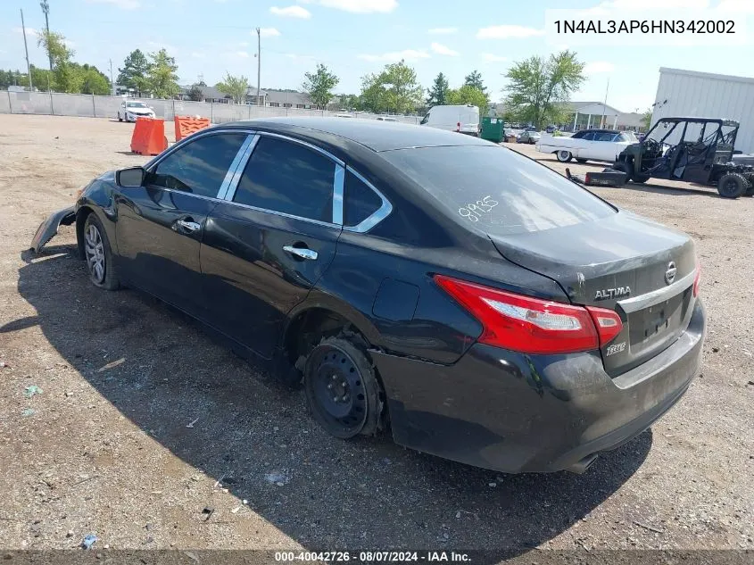 2017 Nissan Altima 2.5 S VIN: 1N4AL3AP6HN342002 Lot: 40042726