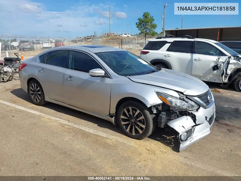 2017 Nissan Altima 2.5 Sl VIN: 1N4AL3APXHC181858 Lot: 40052141