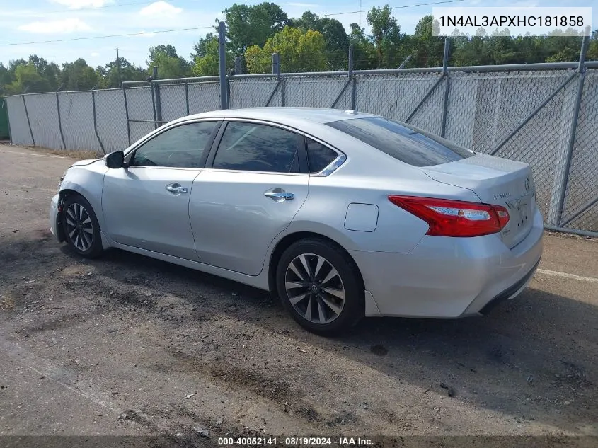 2017 Nissan Altima 2.5 Sl VIN: 1N4AL3APXHC181858 Lot: 40052141