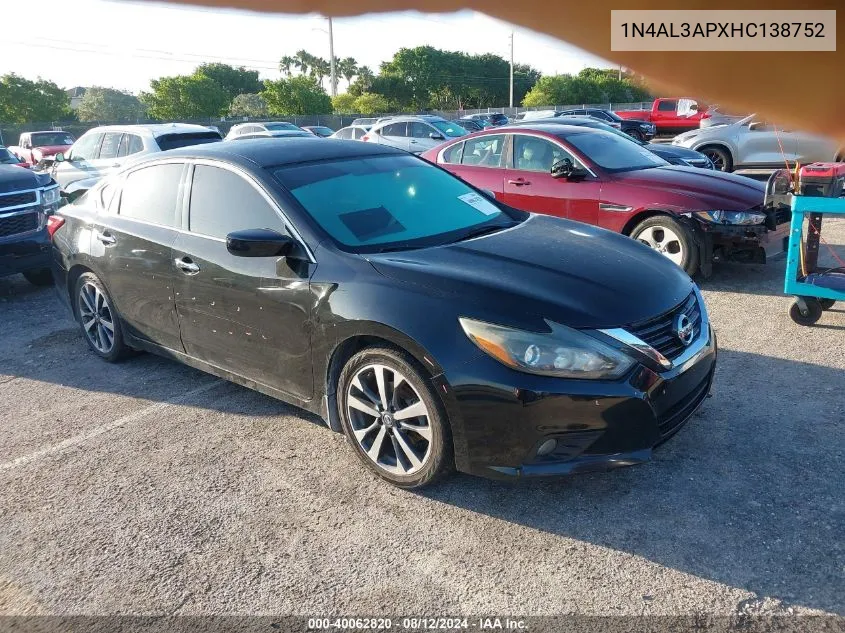 1N4AL3APXHC138752 2017 Nissan Altima 2.5 Sr