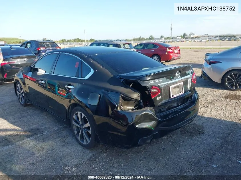 1N4AL3APXHC138752 2017 Nissan Altima 2.5 Sr