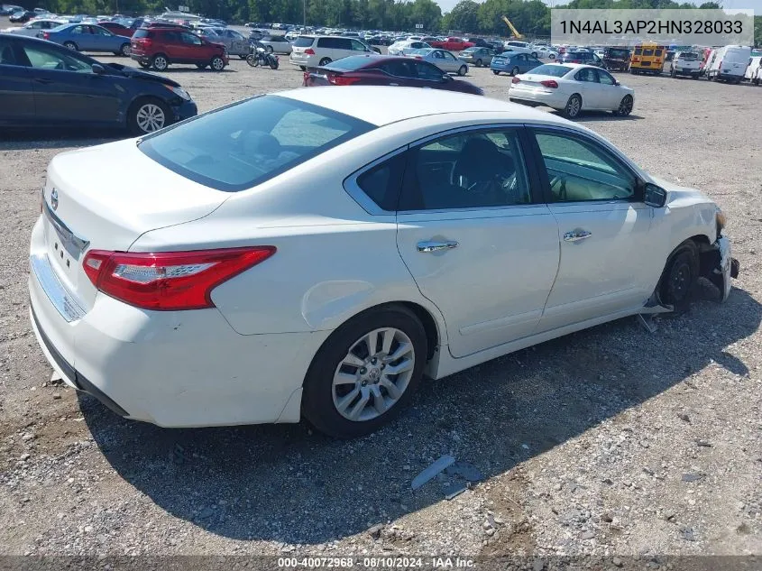 2017 Nissan Altima 2.5 S VIN: 1N4AL3AP2HN328033 Lot: 40072968