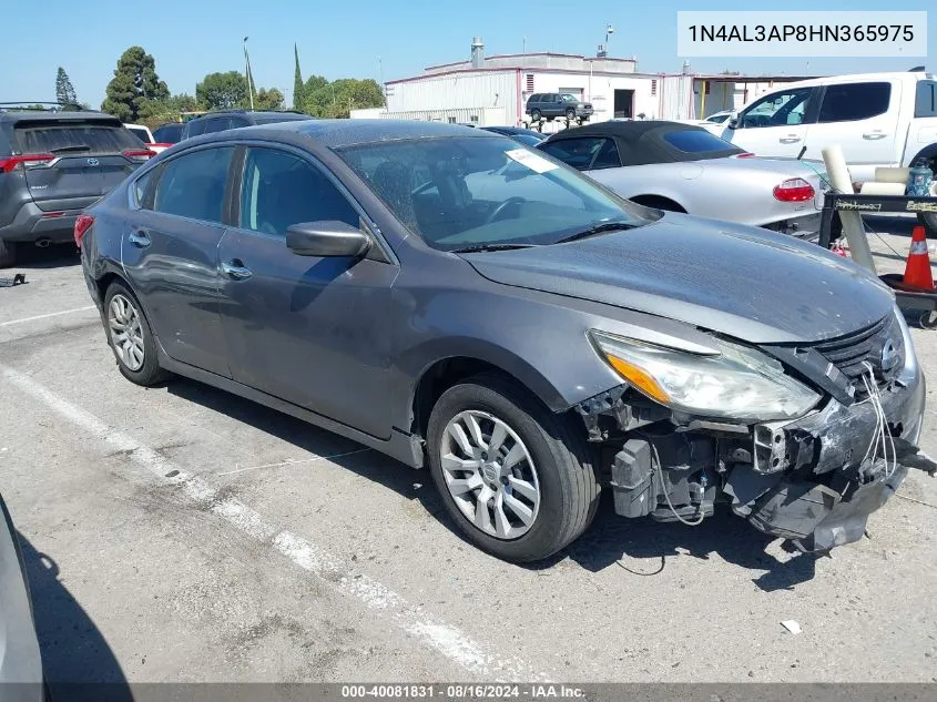 2017 Nissan Altima 2.5 S VIN: 1N4AL3AP8HN365975 Lot: 40081831