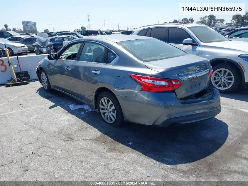 2017 Nissan Altima 2.5 S VIN: 1N4AL3AP8HN365975 Lot: 40081831