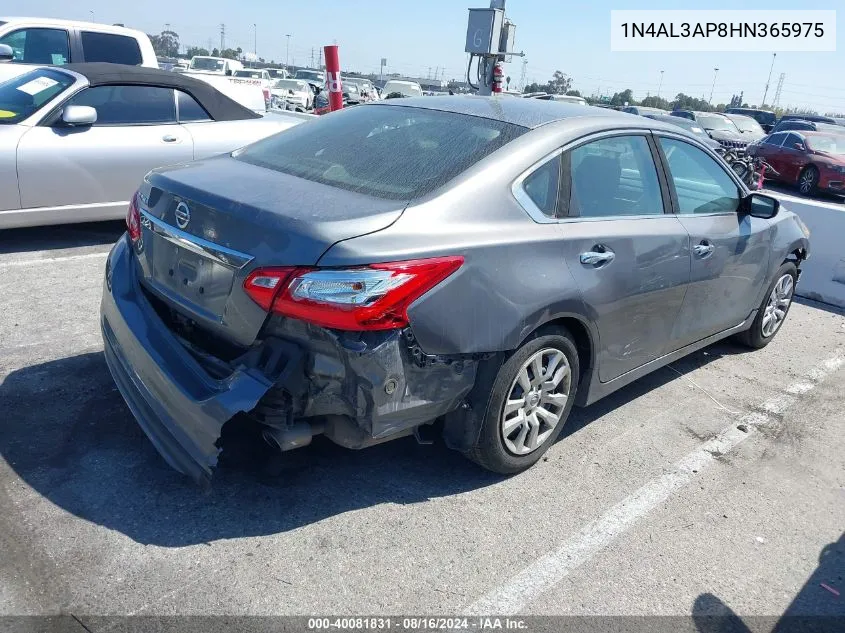 2017 Nissan Altima 2.5 S VIN: 1N4AL3AP8HN365975 Lot: 40081831