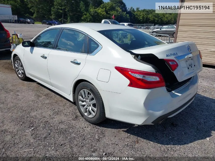 2017 Nissan Altima 2.5 S VIN: 1N4AL3AP1HC195194 Lot: 40086684