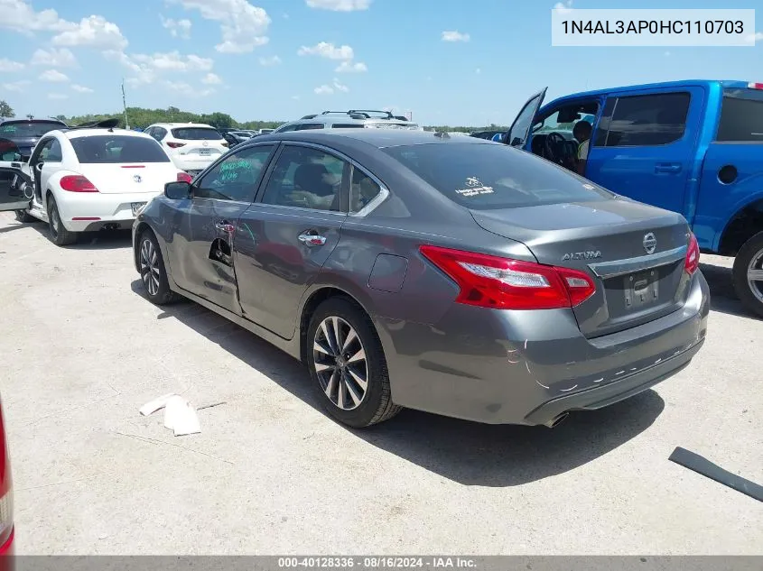 2017 Nissan Altima 2.5 Sv VIN: 1N4AL3AP0HC110703 Lot: 40128336