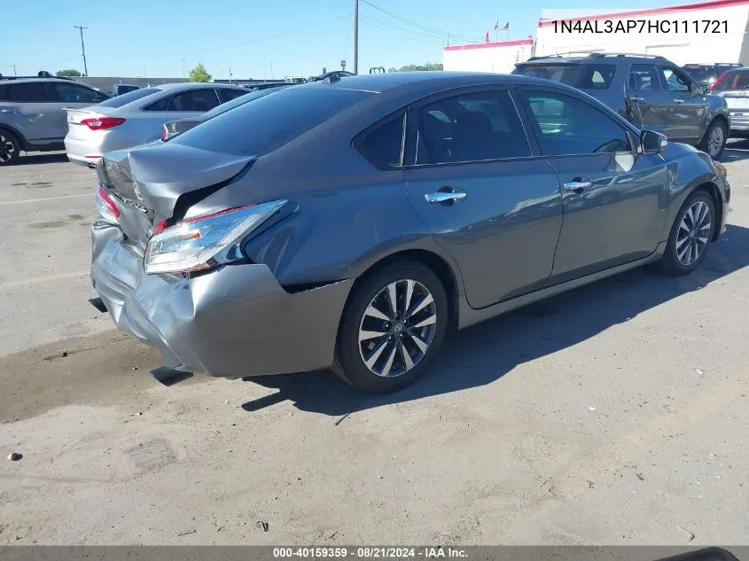 2017 Nissan Altima 2.5/S/Sv/Sl/Sr VIN: 1N4AL3AP7HC111721 Lot: 40159359