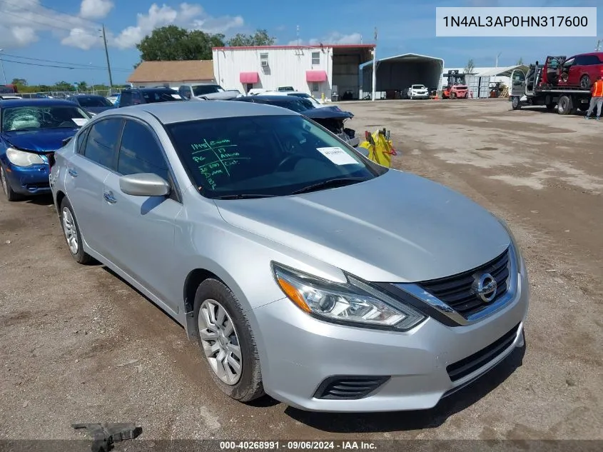 2017 Nissan Altima 2.5 S VIN: 1N4AL3AP0HN317600 Lot: 40268991