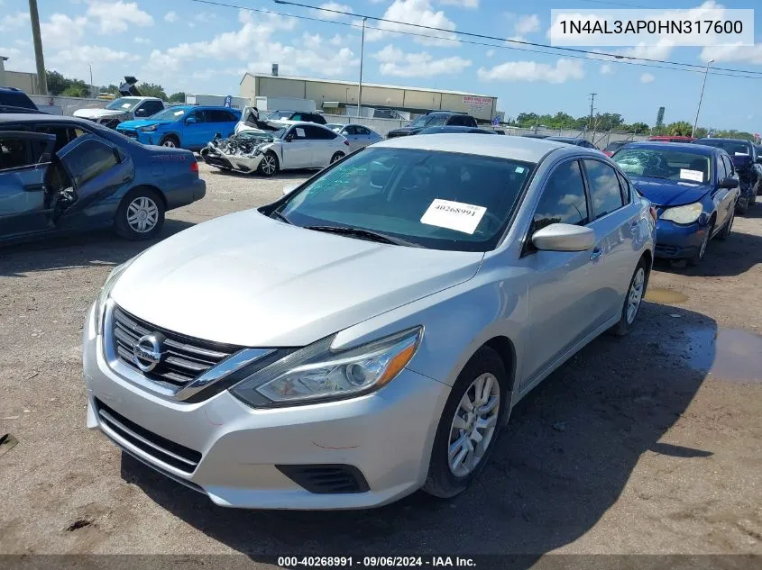 2017 Nissan Altima 2.5 S VIN: 1N4AL3AP0HN317600 Lot: 40268991