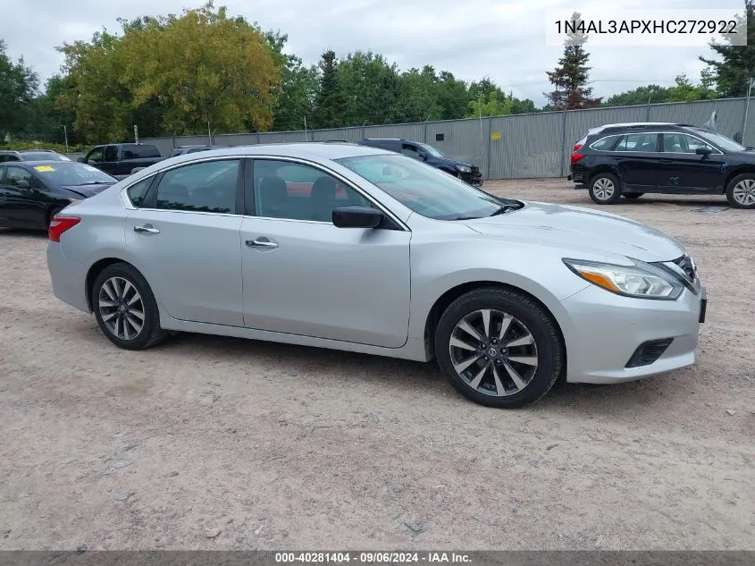 2017 Nissan Altima 2.5 Sv VIN: 1N4AL3APXHC272922 Lot: 40281404